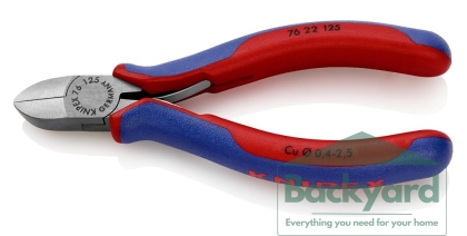 Клещи диагонални резачки, синьо-червена ръкохватка 125мм, с отваряща пружина, Knipex