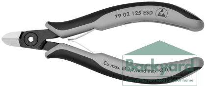 Клещи диагонални резачки, черно-сива ръкохватка 125мм, ESD, с отваряща пружина, Knipex