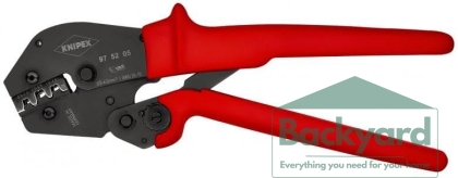 Клещи за кримпване на кабелни накрайници 0.5-6мм2 неизолирани, закалени, синьо-червена ръкохватка 250мм, с пружина, Knipex