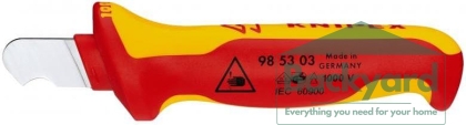 Кабелен нож извит, VDE 1000V жълто-червена ръкохватка 170мм, Knipex