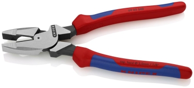 Комбинирани клещи Lineman, синьо-червена ръкохватка 240мм, Knipex