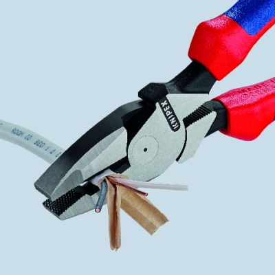 Комбинирани клещи Lineman, синьо-червена ръкохватка 240мм, Knipex